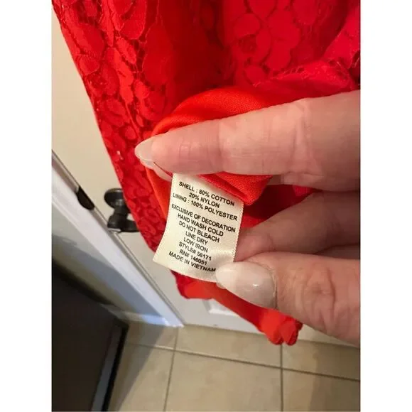 Monteau Women’s Red High Neck Lace Dress - Size Medium - 58171 - Picture 9 of 9